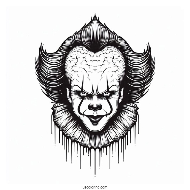Scary Pennywise Coloring Page Of Face For Kids