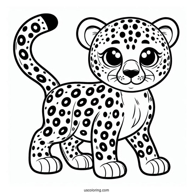 Happy Cheetah Coloring Page With Large Spots