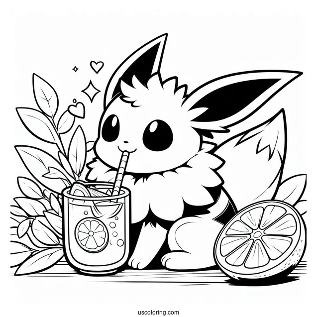 Jolteon Coloring Page Drinking Lemon Tea For Kids