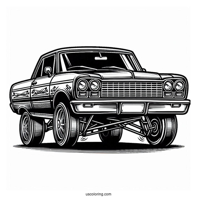 Front View Of Lowrider Coloring Page Hopping