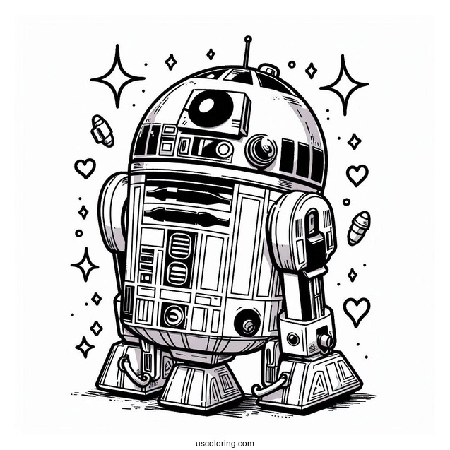 Cute R2-D2 Coloring Page Comic