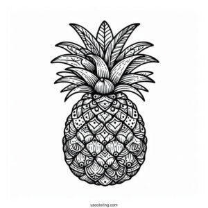 Hawaiian Themed Pineapple Coloring Page
