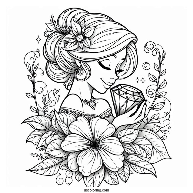 Jewel Holding A Flower Coloring Page