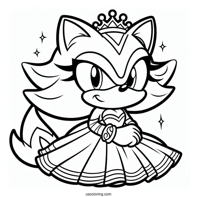 Blaze the Cat Wearing Gown Coloring In