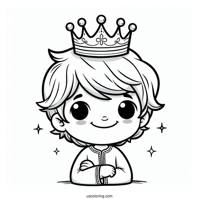 Boy Wearing Crown Coloring In For Preschoolers