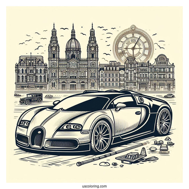 Easy Bugatti Coloring Page Centodieci Outline For Kids