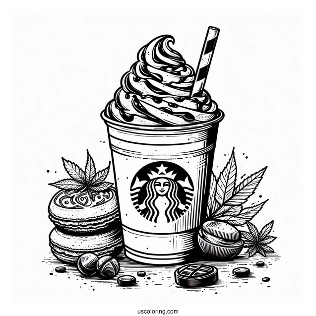 Starbucks Coloring Page Frappe With Whipped Cream And Chocolate Syrup