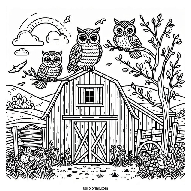 Barn Own To Color