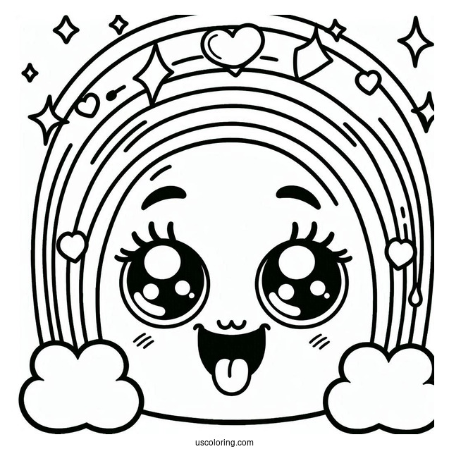 Green Rainbow Friends Coloring Page With Sparkling Eyes And Tongue Out