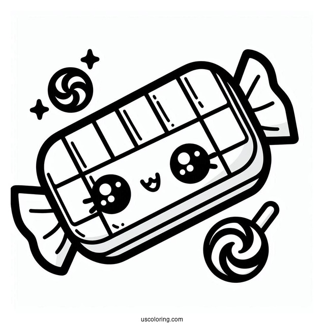 Kawaii Chocolate Bar To Color