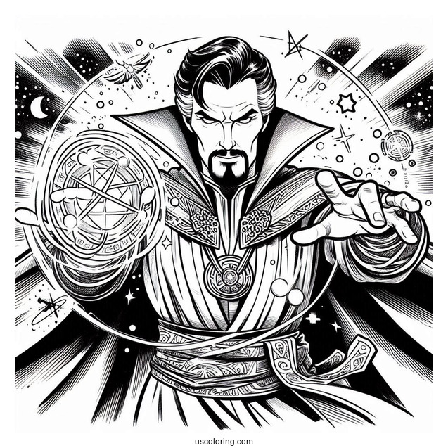 Dr. Strange Casting A Spell Coloring Sheet