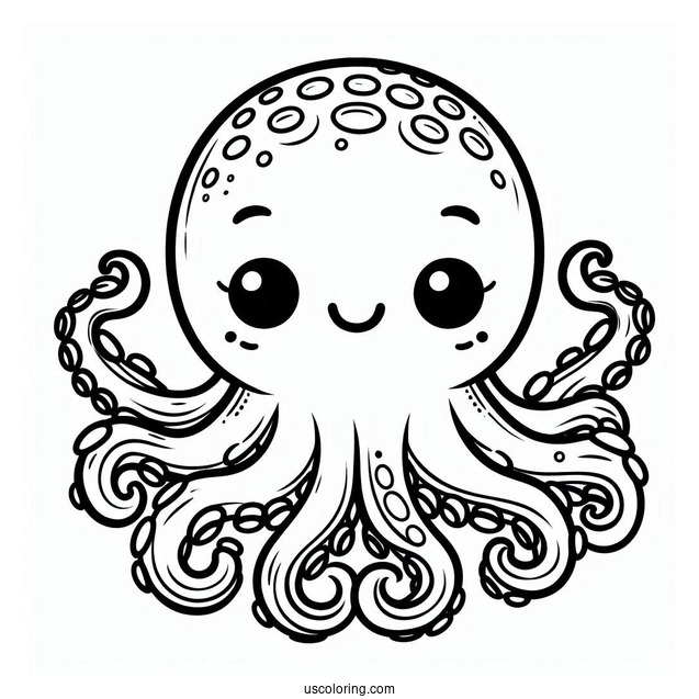Smiling Cartoon Octopus Coloring Page