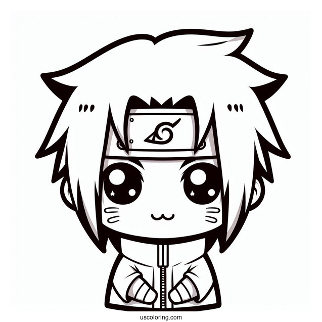 Kawaii Uchiha Sasuke Coloring Page For Preschoolers