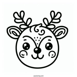 Simple Rudolph Coloring Page Face Template