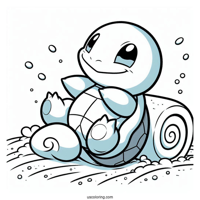 Squirtle Coloring Page Rolling On Sand