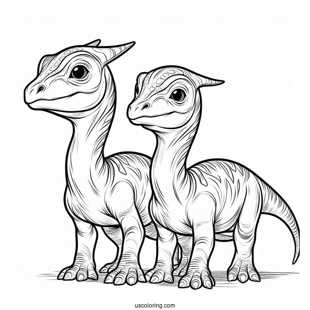Two Young Parasaurolophus Coloring Page