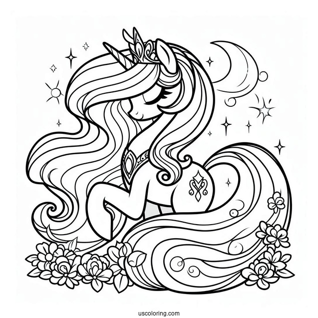 Outline of Princess Celestia to Color