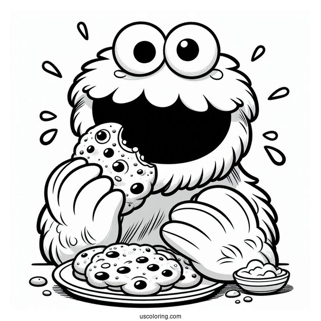 Coloring Sheet Of Cookie Monster Eating Cookie