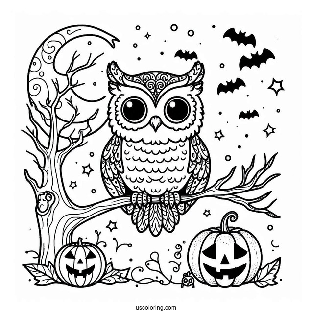 Halloween Owl Coloring Page