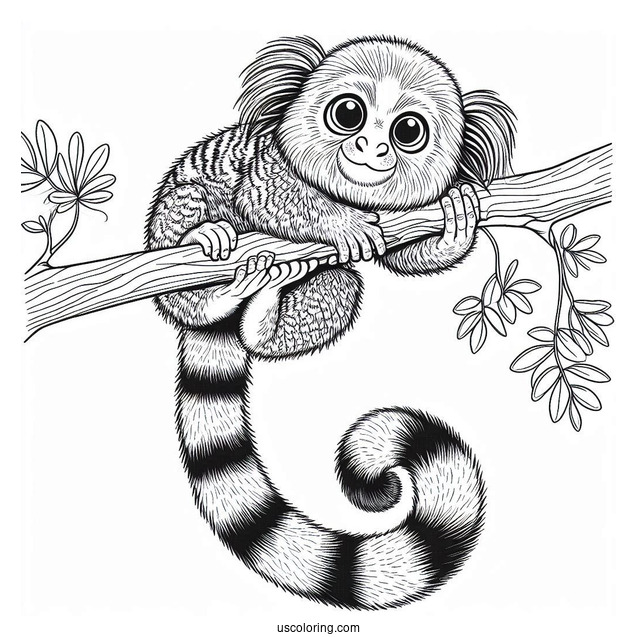 Mauro The Marmoset Hanging From A Branch