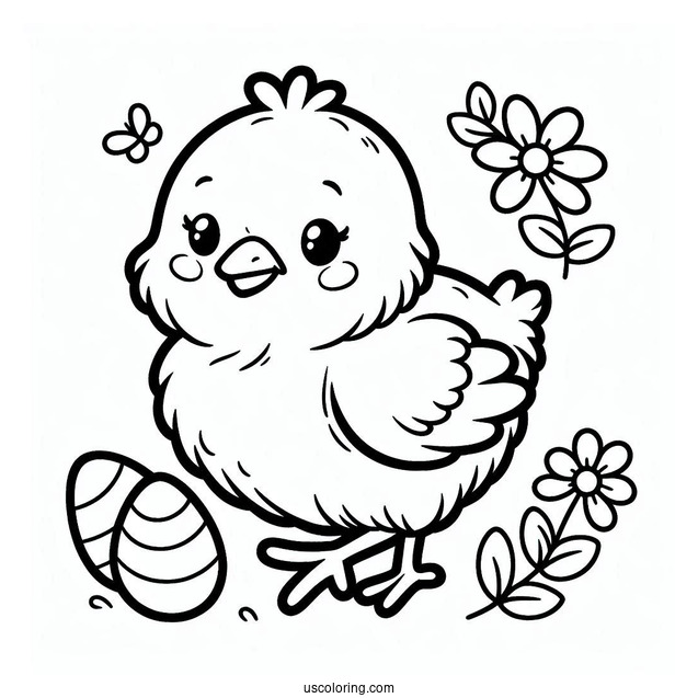 Cute Baby Chick Coloring Page For Kids