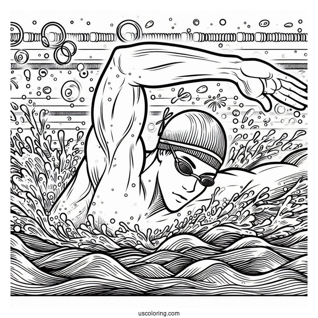 Olympics Coloring Page Of Swimmer Inside The Pool