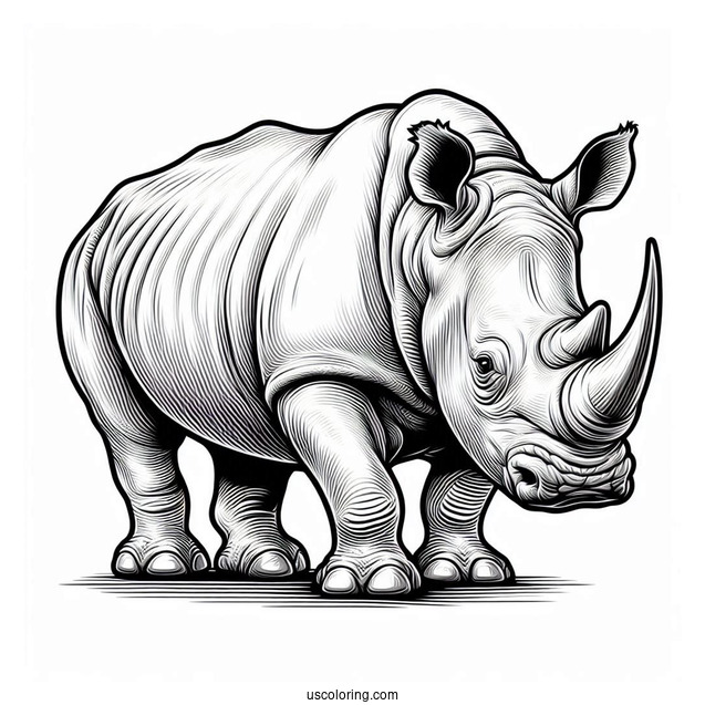 Realistic Rhino Coloring Picture
