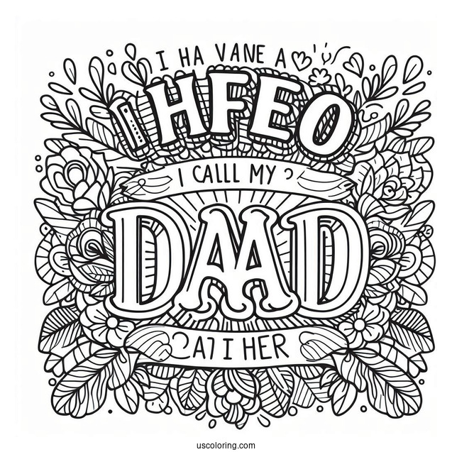 Father's Day Coloring Page Of I Have A Hero I Call Him Dad Words