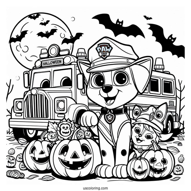 Halloween Themed Paw Patrol Coloring Picture