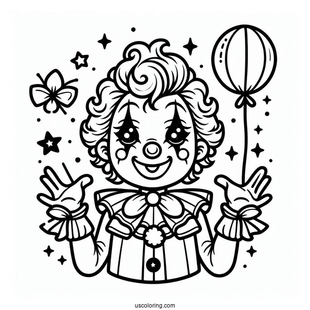 Simple Outline of Halloween Clown