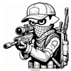 Splatoon Coloring Page Of Agent 3 With Crossbow And Squad