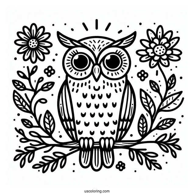 Easy To Color Owl For Kids