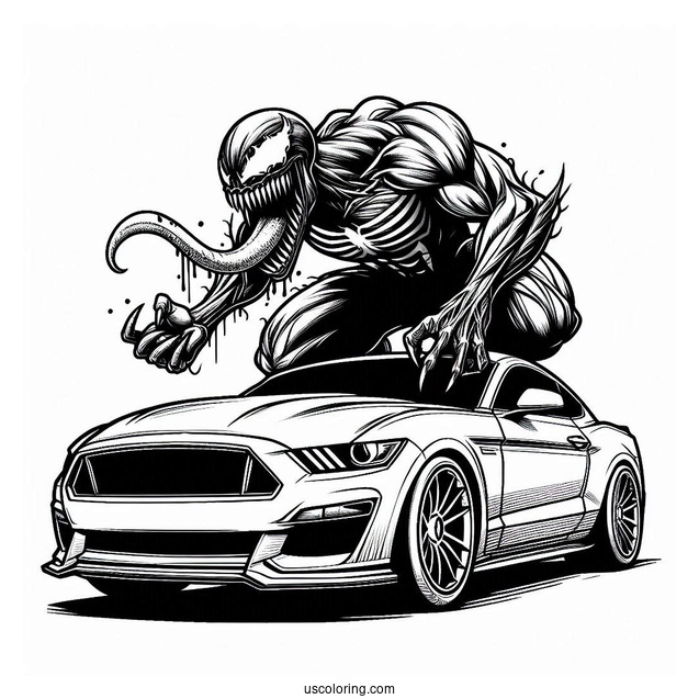 Carnage Coloring Page Growling On Top Of Car