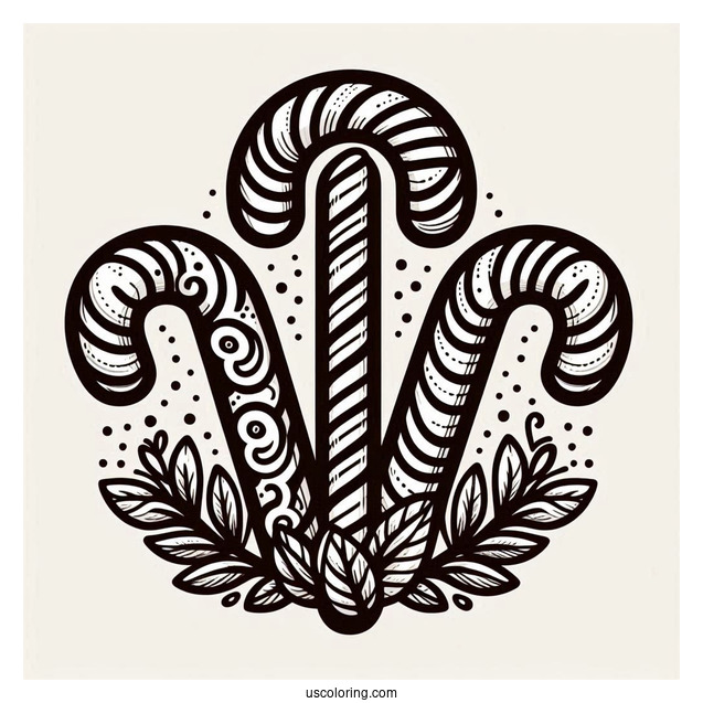 Three Candy Cane Sticks To Color