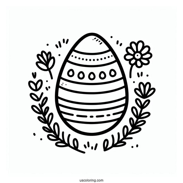 Easter Coloring Page Of Simple Easter Egg Outline For Kids