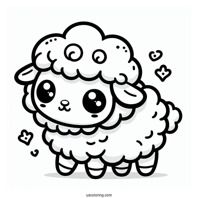 Kawaii Baby Sheep Coloring For Preschoolers