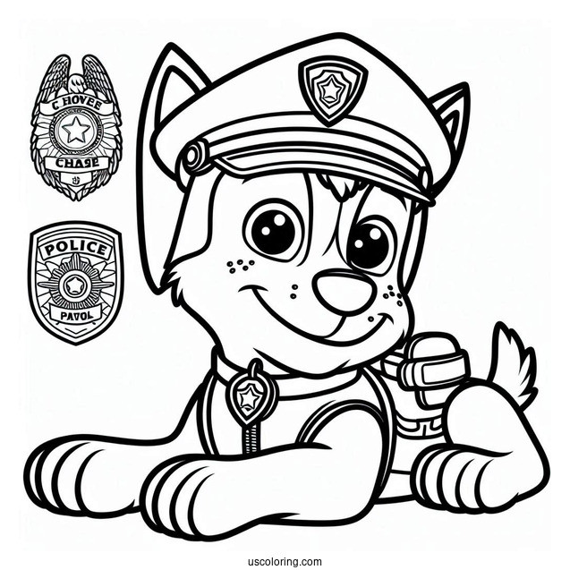 Coloring Picture Of Chase With Police Badges