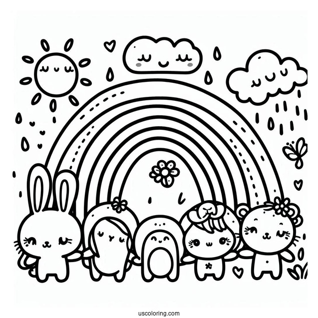 Easy Rainbow Friends Coloring Page Red, Green, Yellow, And Purple