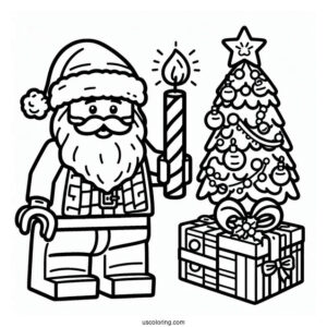 Coloring Page Of a Lego Santa Claus