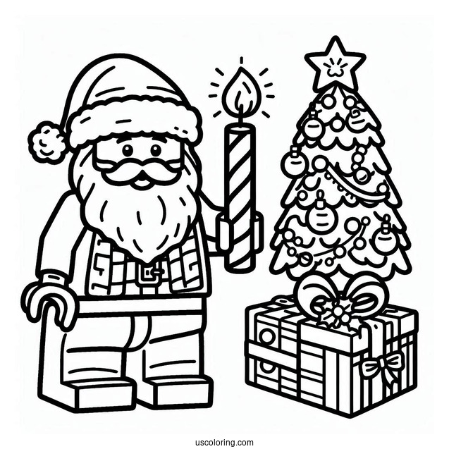 Coloring Page Of a Lego Santa Claus