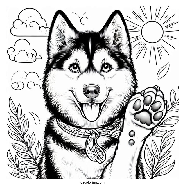 Husky With Paw Up