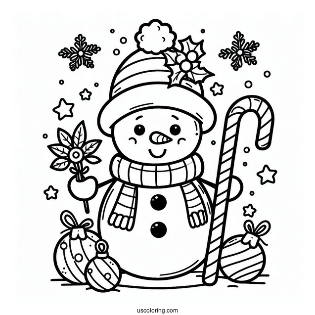 Merry Christmas Snowman Coloring Sheet For Kids