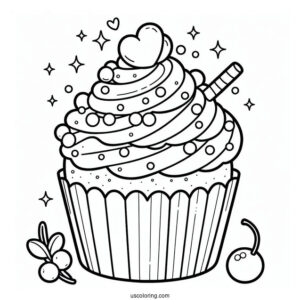 Coloring Sheet Of Cupcake For Toddlers