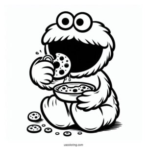 Coloring Sheet Of Cookie Monster Eating Cookie