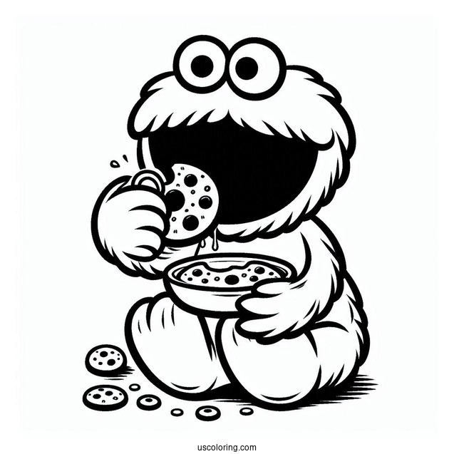 Coloring Sheet Of Cookie Monster Eating Cookie