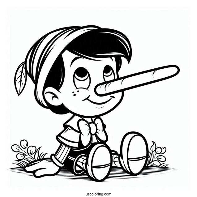 Pinocchio Coloring Page With Super Long Nose For Lying