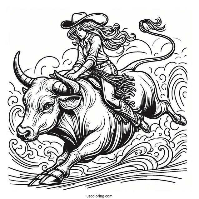 Coloring Sheet Of Bull Riding For Kids