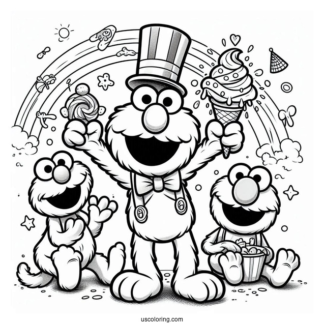 Elmo and Friends Coloring Page