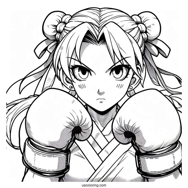 Street Fighter Coloring Page Of Sakura Kasugano Wearing Her Boxing Gloves