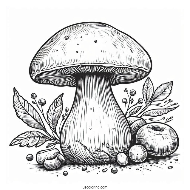 Large King Bolete Mushrooms Coloring Page